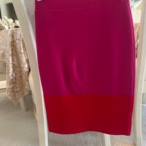 BCBGMaxAzria Pink and Red Pencil Skirt